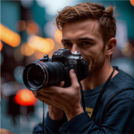 изображение Сергея, уверенного мужчины, стоящего в современном офисе с размытым фоном. На заднем плане элементы, связанные с косметическим производством.